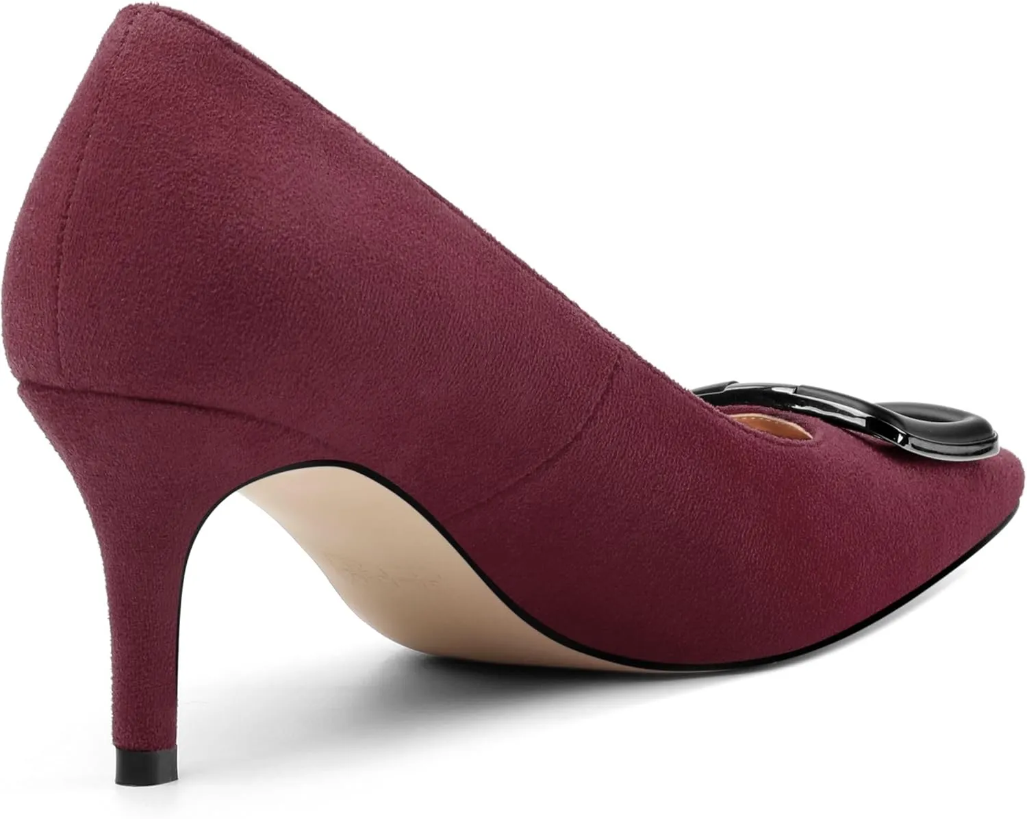 Women's Stiletto High Heel Square Toe Pumps, Sexy Party Closed Toe Classic Dress Heeled Shoes with Square Buckle 2.5in