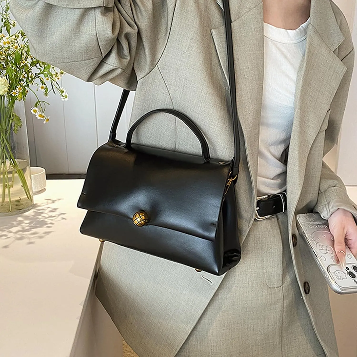 Women's Top Handle Purse Vintage Ladies Crossbody Purses Top Handle Handbags Satchel Bags for Women