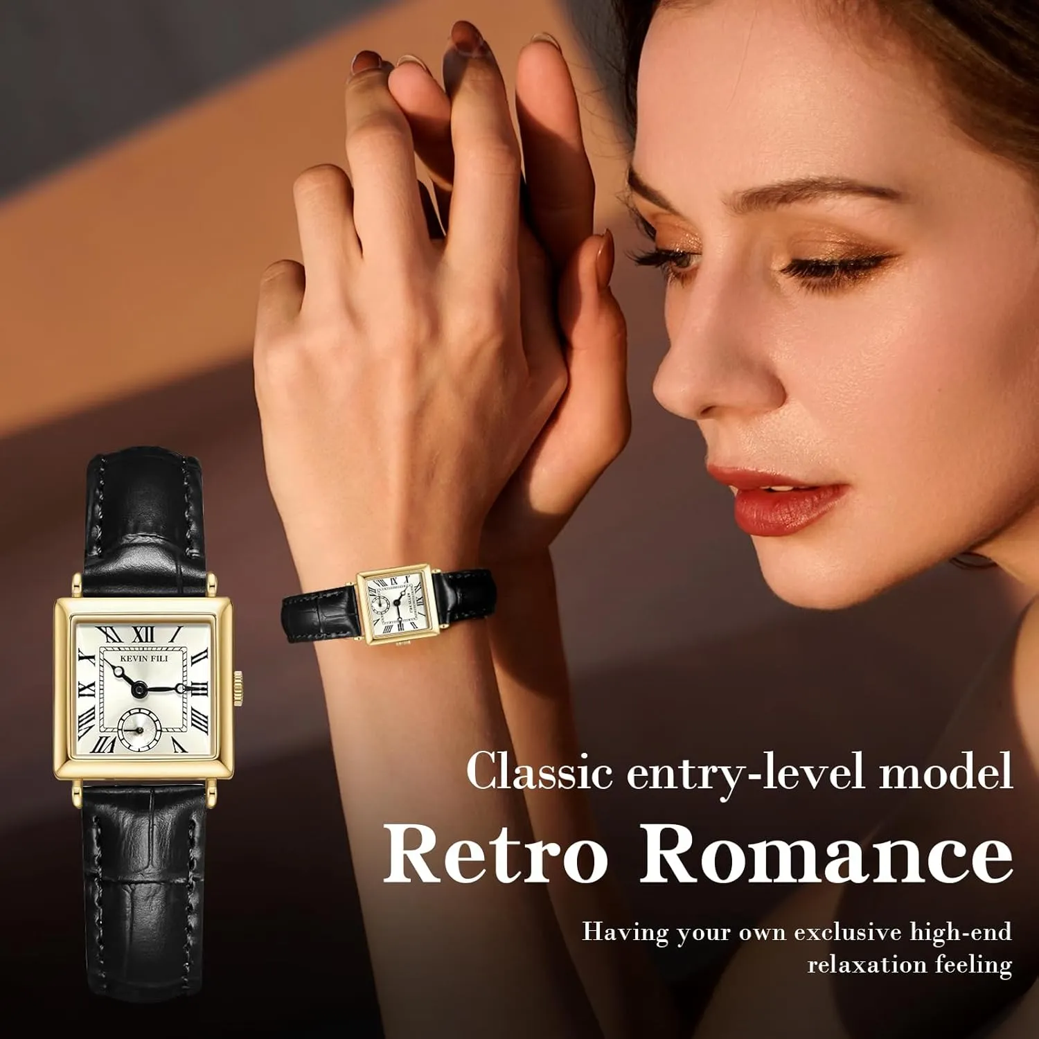 Women's top Layer Cowhide Strap Watch Exquisite and Elegant Women's Watch Classic Retro Square Women's Quartz Watch Gift for her