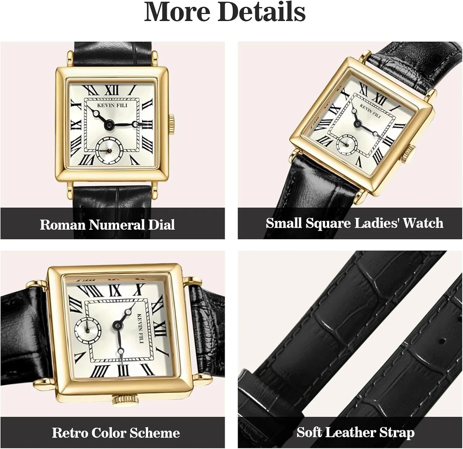 Women's top Layer Cowhide Strap Watch Exquisite and Elegant Women's Watch Classic Retro Square Women's Quartz Watch Gift for her
