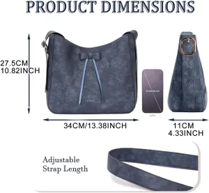 Womens Tote Bag With Bowknot Decoration For Women Faux Leather Shoulder Bag Work Large Casual Handbag