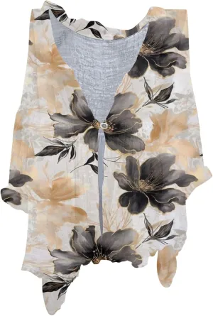 Womens V Neck Blouses Tops Women's Floral Butterfly Print Natural Autumn Casual Long Sleeve Loose Fit Collared White