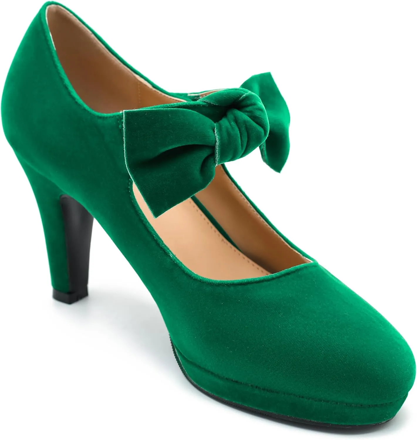 Women's Vintage Bow Heels Platform Mary Jane High Heeled Pumps Ladies Sexy Cute Dress Shoes Wedding Work Party