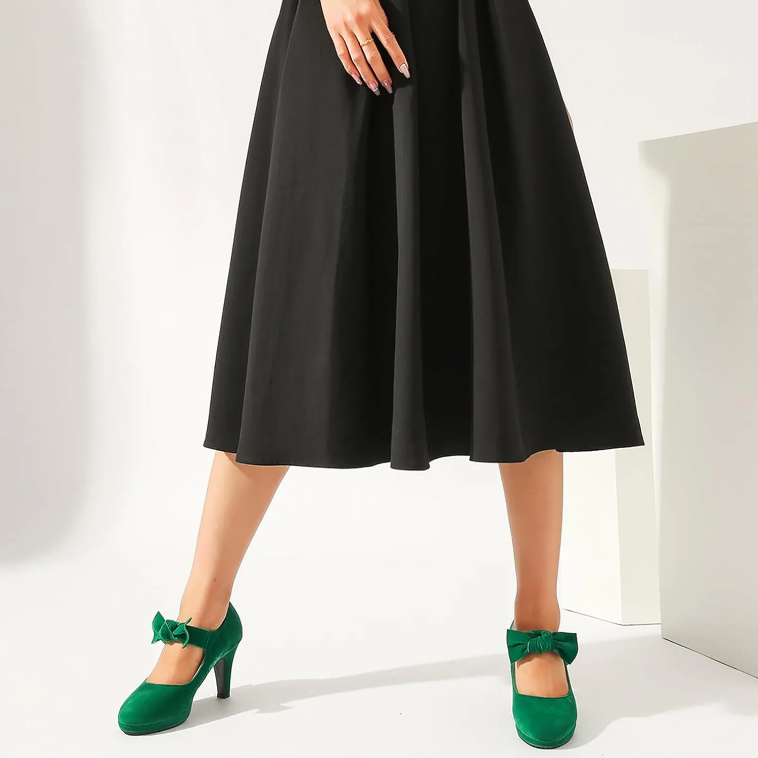 Women's Vintage Bow Heels Platform Mary Jane High Heeled Pumps Ladies Sexy Cute Dress Shoes Wedding Work Party