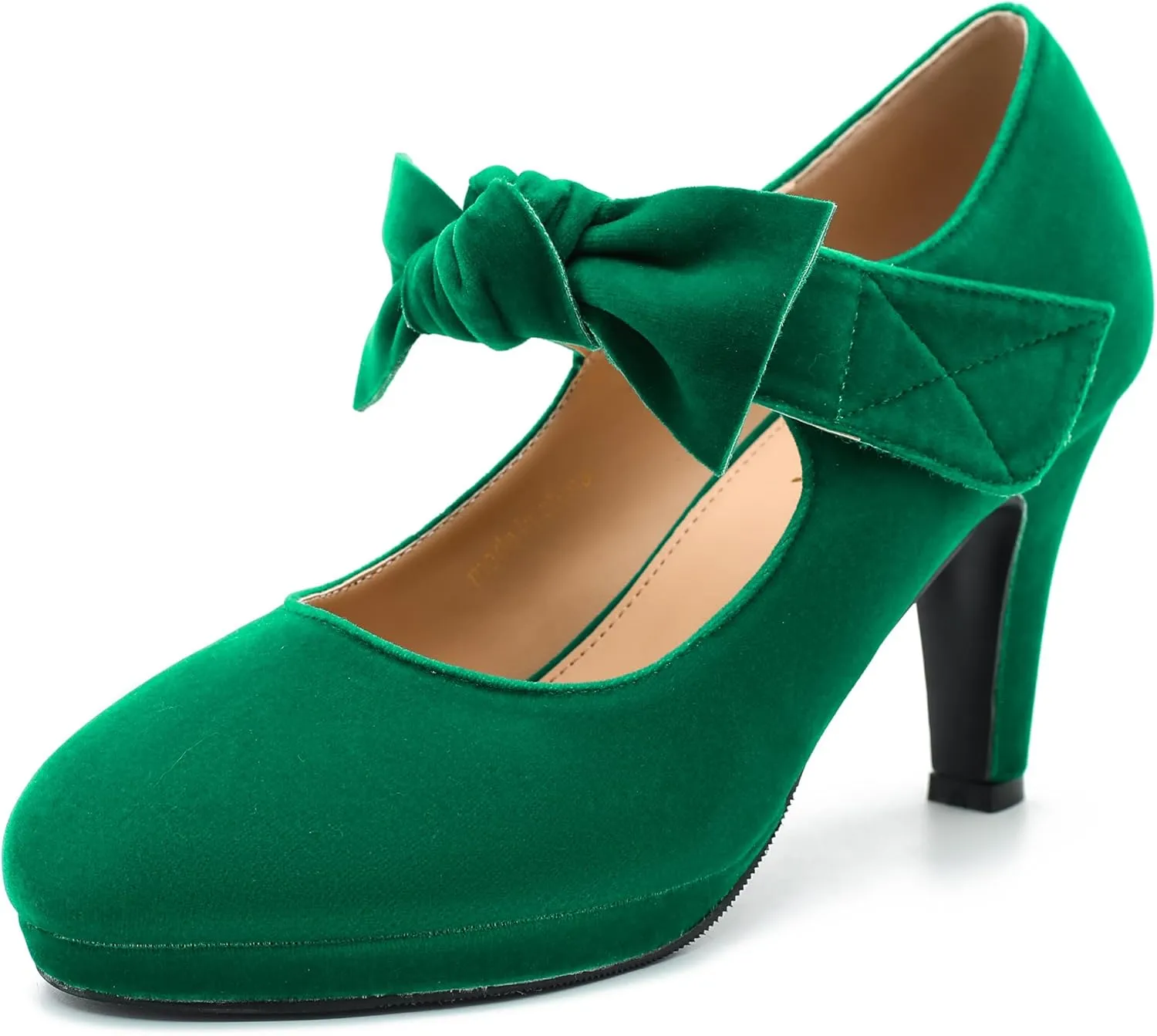 Women's Vintage Bow Heels Platform Mary Jane High Heeled Pumps Ladies Sexy Cute Dress Shoes Wedding Work Party
