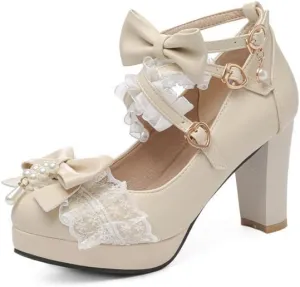Women's Vintage Chunky High Heel Mary Jane Heels, Ankle Strap Cute Platform Mary Janes Pumps, Retro Kawaii Cosplay Lolita Shoes