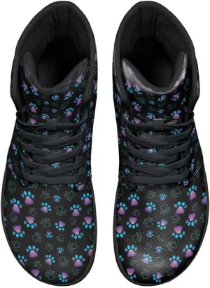 Women's Wide Toe Barefoot Shoes Ankle Boots with Zero Drop Sole Anti Slip High-Top PU Leather Sneakers