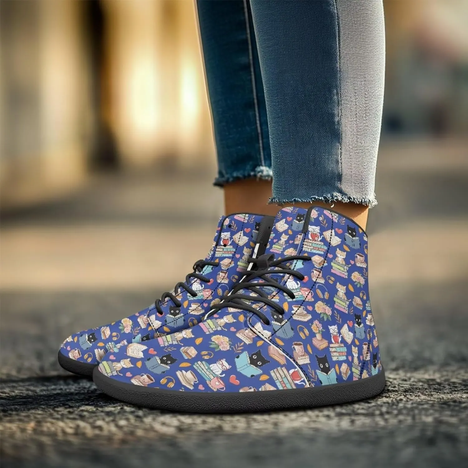 Women's Wide Toe Barefoot Shoes Ankle Boots with Zero Drop Sole Anti Slip High-Top PU Leather Sneakers