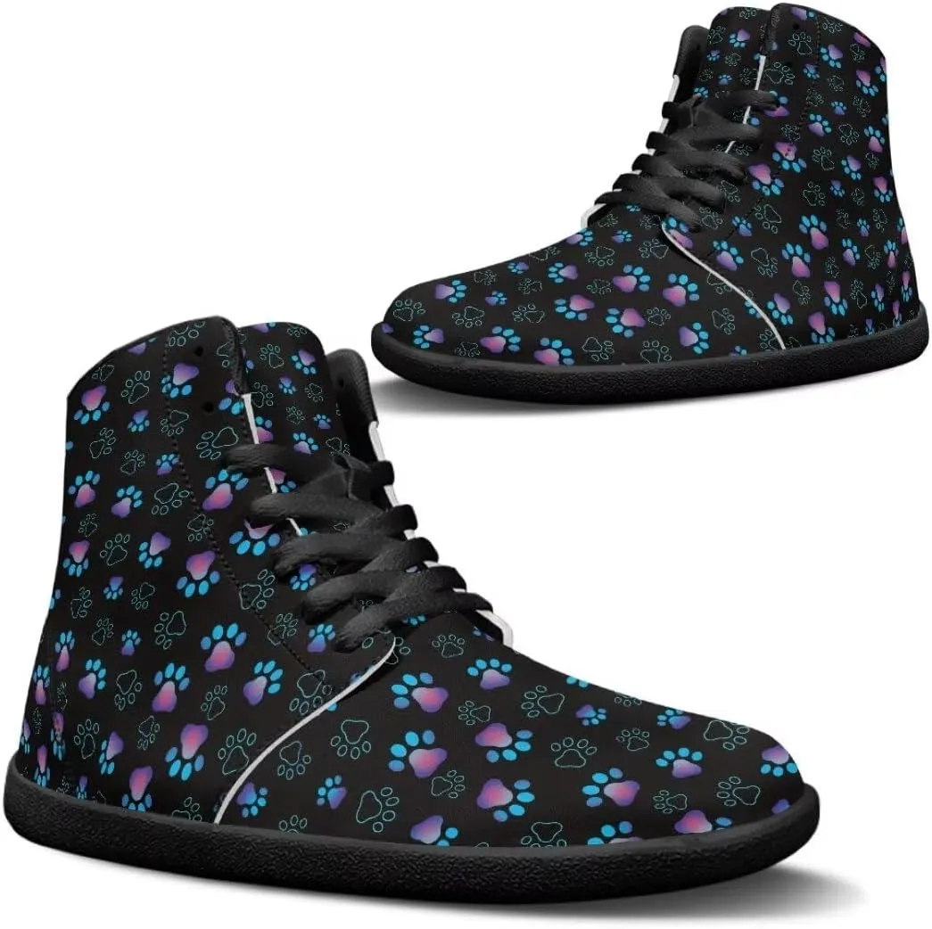 Women's Wide Toe Barefoot Shoes Ankle Boots with Zero Drop Sole Anti Slip High-Top PU Leather Sneakers