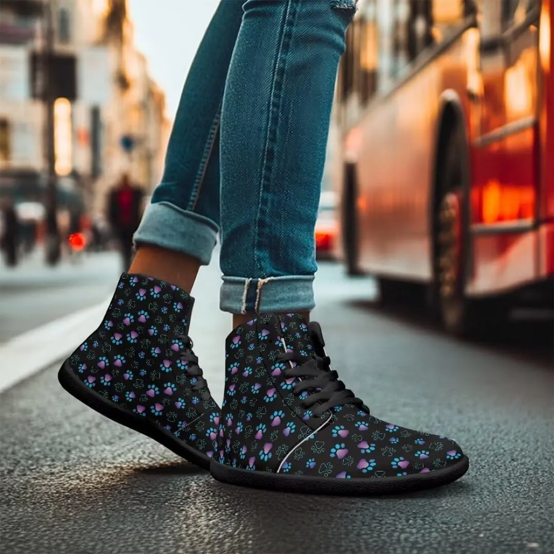 Women's Wide Toe Barefoot Shoes Ankle Boots with Zero Drop Sole Anti Slip High-Top PU Leather Sneakers