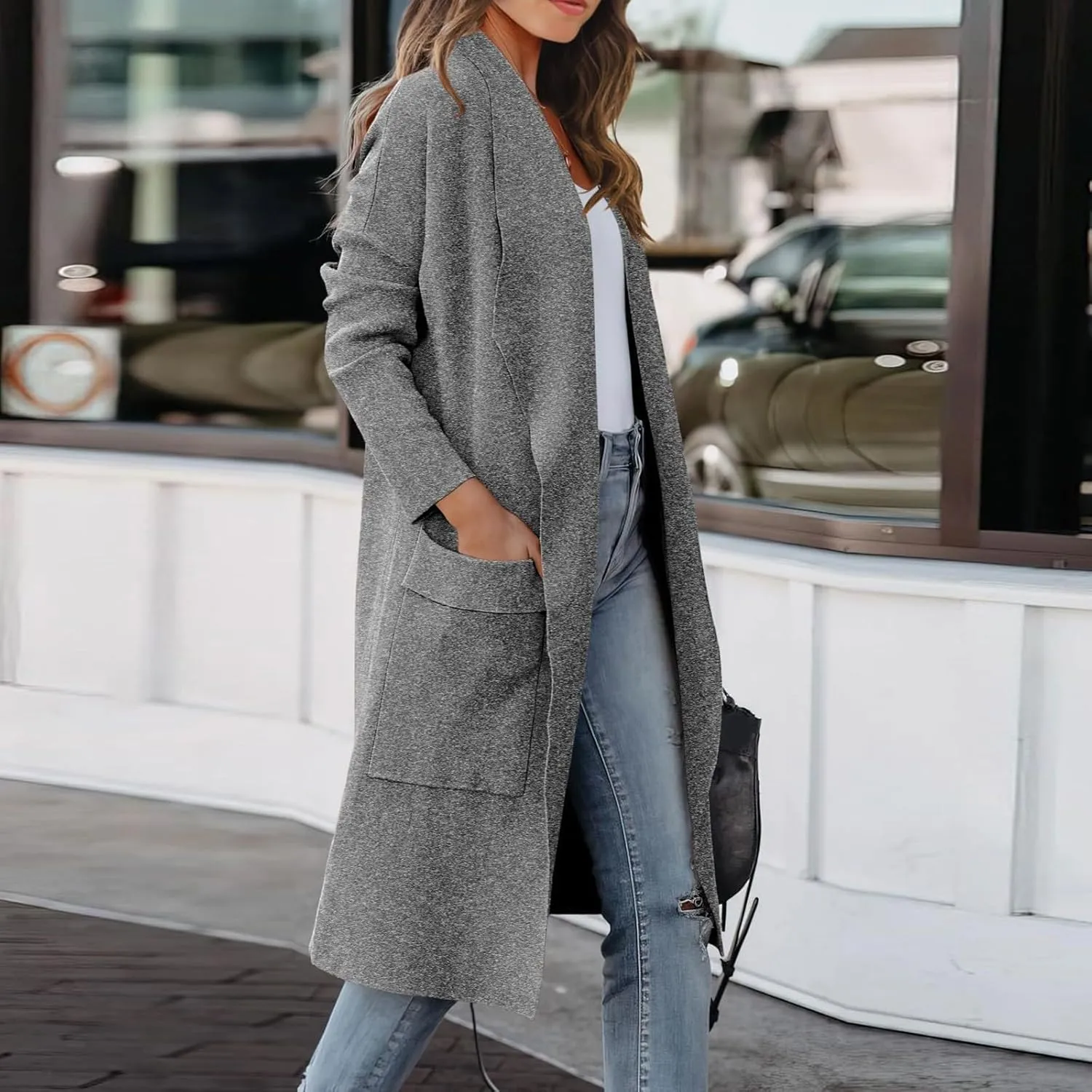 Womens Winter Coats Long Suit Collar Printed Pocket Jacket Rain & Anoraks Long Coats for Women The Drop Trench