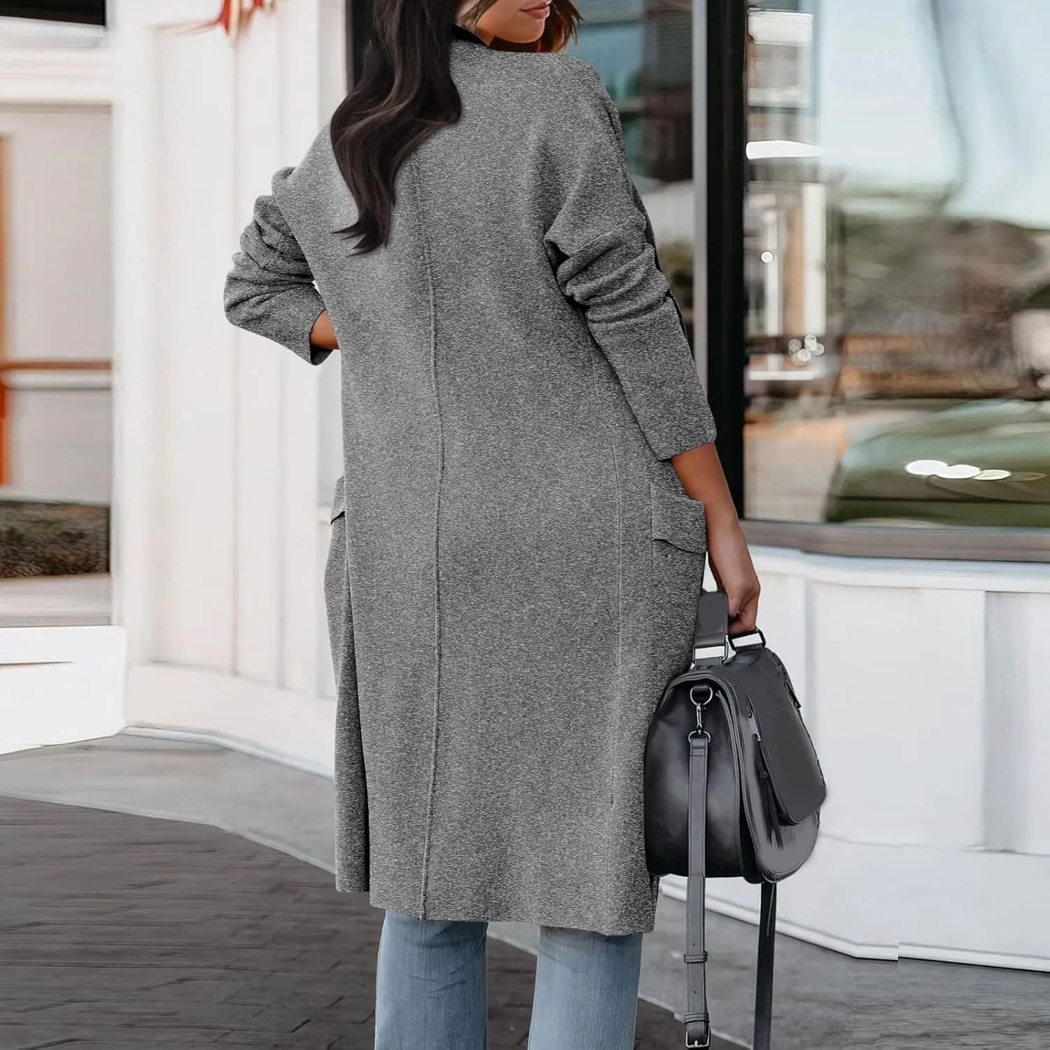 Womens Winter Coats Long Suit Collar Printed Pocket Jacket Rain & Anoraks Long Coats for Women The Drop Trench
