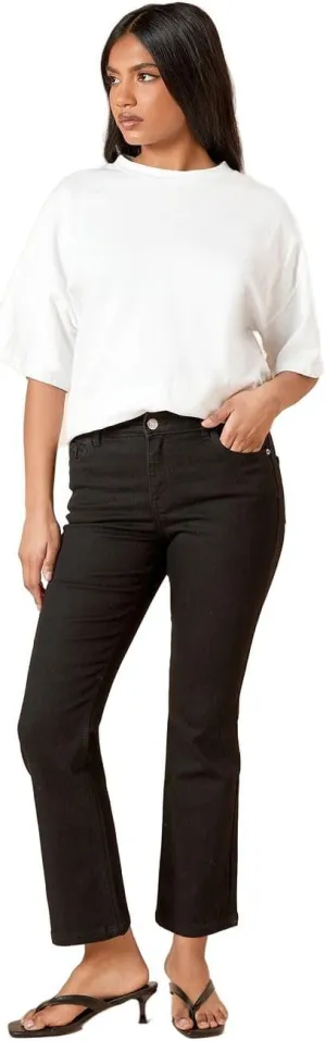 Women's/Women's Comfort Stretch Bootcut Jeans, Black, 10 US R