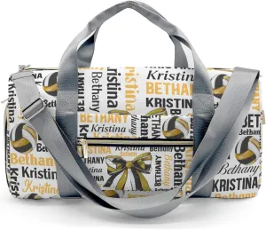 Word Cloud Name Text Gym Bags Travel Duffle Bag, Lightweight Weekender Duffel Bag With Shoe Compartment, Personalized Name Volleyball Workout Duffle Sports Bag for Travel Yoga