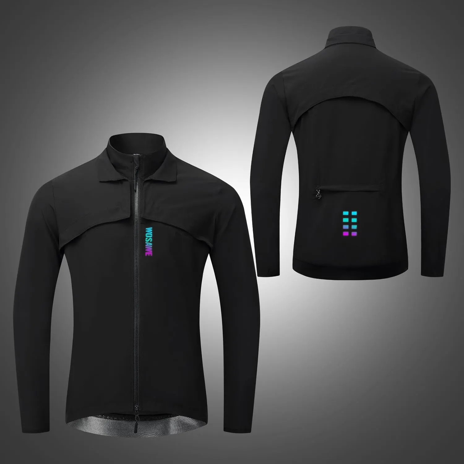 WOSAWE 2 in 1 Cycling Jacket Men Convertible Biking Vest Lightweight Reflective Windbreaker