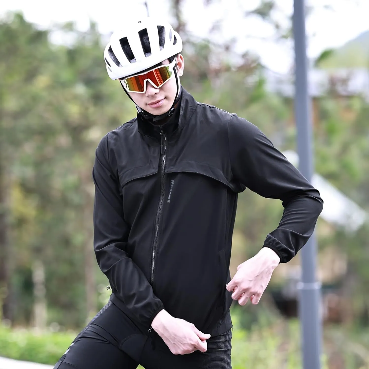 WOSAWE 2 in 1 Cycling Jacket Men Convertible Biking Vest Lightweight Reflective Windbreaker