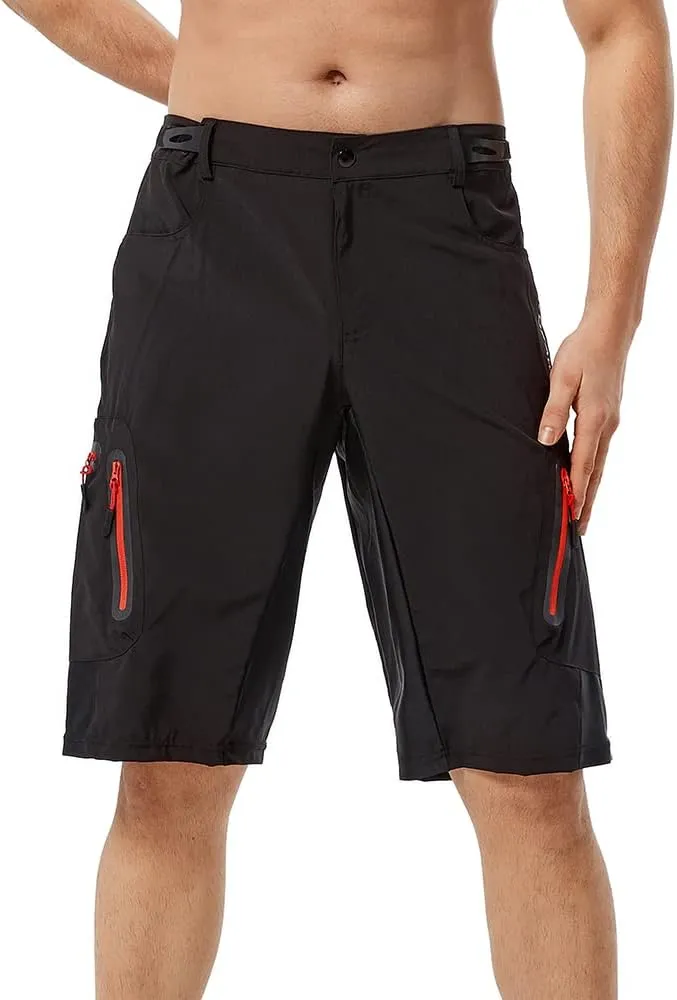 WOSAWE Men's Baggy Cycling Shorts Quick Dry Mountain Bike Bottoms MTB Padded Shorts with 7 Pockets