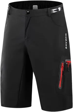 WOSAWE Men's Baggy Cycling Shorts Quick Dry Mountain Bike Bottoms MTB Padded Shorts with 7 Pockets