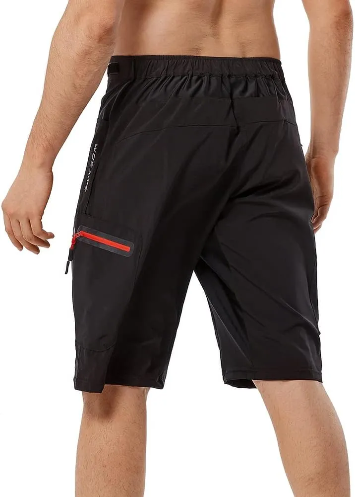 WOSAWE Men's Baggy Cycling Shorts Quick Dry Mountain Bike Bottoms MTB Padded Shorts with 7 Pockets