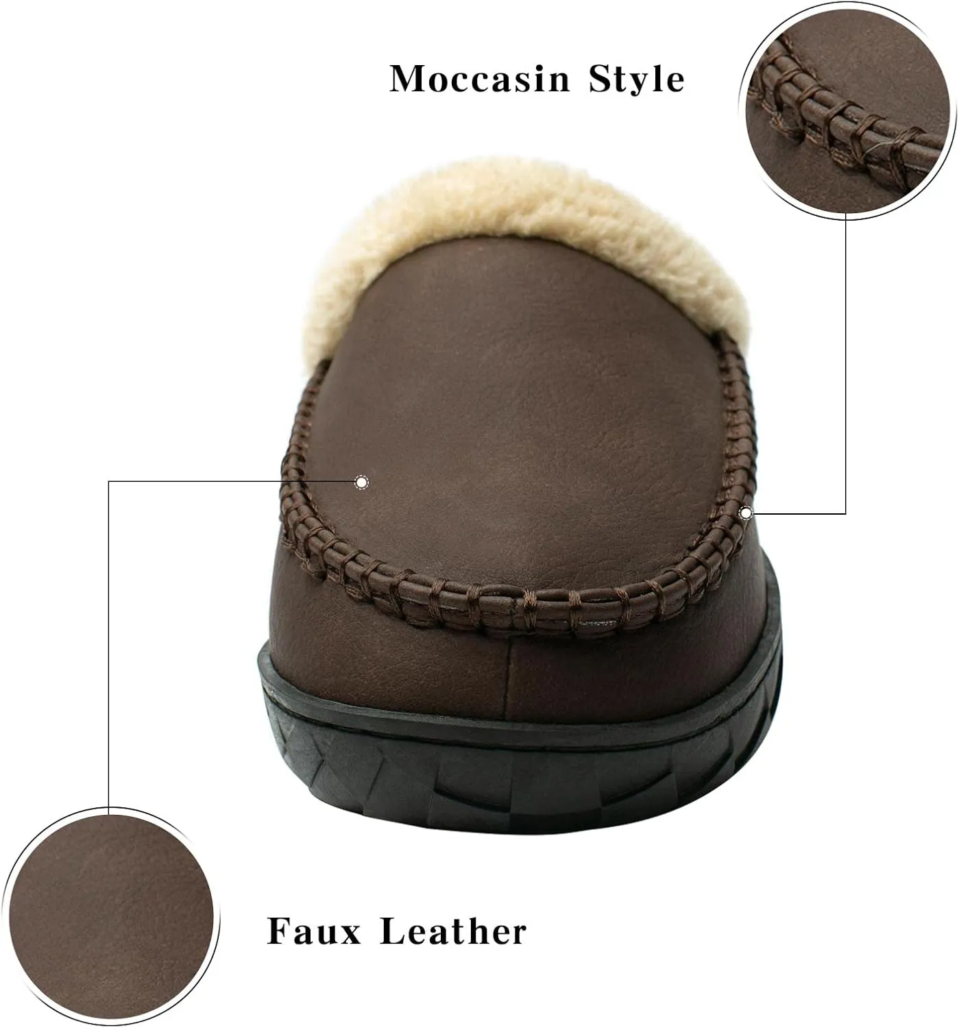 WOTTE Men's Moccasin Slippers Microsuede Fleece Fuzzy Lined Memory Foam House Shoes for Indoor Outdoor