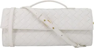 Woven Clutch Purse for Women Designer Shoulder Handbag Leather Crossbody Evening Bag with Detachable Chain