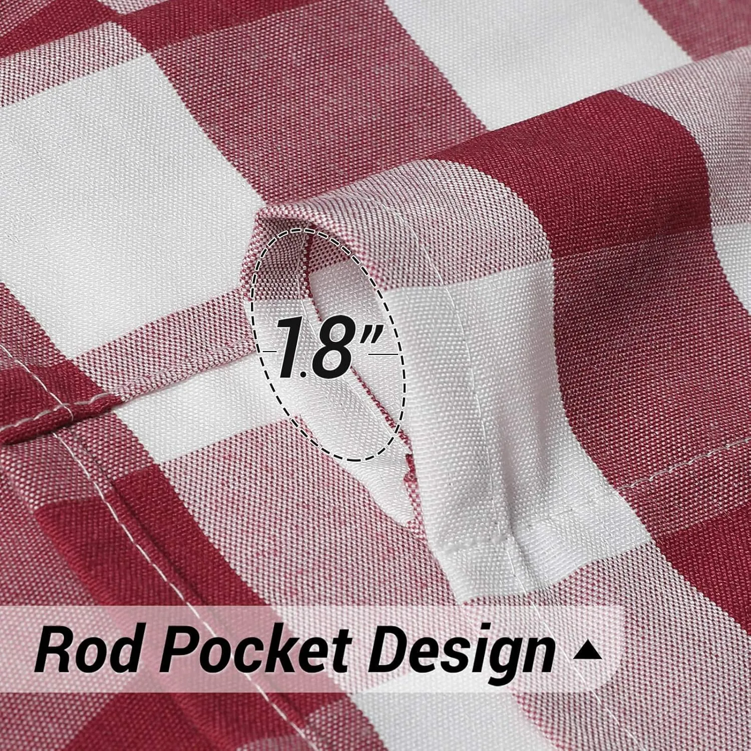 WUBODTI Christmas Red and White Curtains Buffalo Plaid Tie Up Roman Curtains 63 Inches Long for Kitchen Small Windows, Adjustable Check Gingham Balloon Shade Curtain for Farmhouse Bathroom