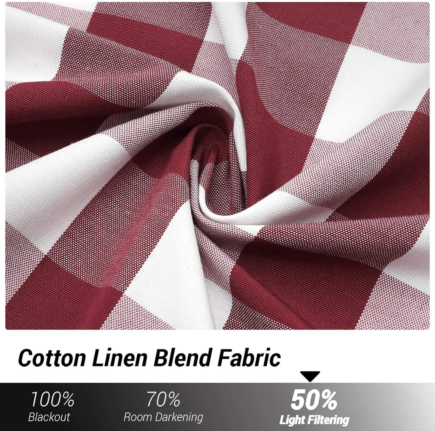 WUBODTI Christmas Red and White Curtains Buffalo Plaid Tie Up Roman Curtains 63 Inches Long for Kitchen Small Windows, Adjustable Check Gingham Balloon Shade Curtain for Farmhouse Bathroom