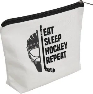 WZJHCL Hockey Lover Gift - Eat Sleep Hockey Repeat Travel Pouch - Toiletry Bag - Team Cosmetic Bag
