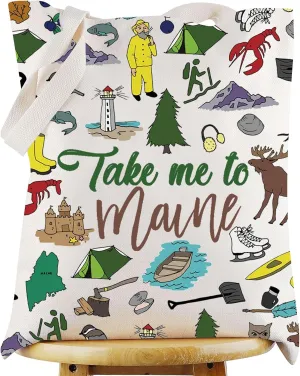 WZMPA Maine State Cosmetic Bag Maine Souvenir Gifts Take Me To Maine Zipper Pouch Bag Maine State Merchandise (To Maine-T)