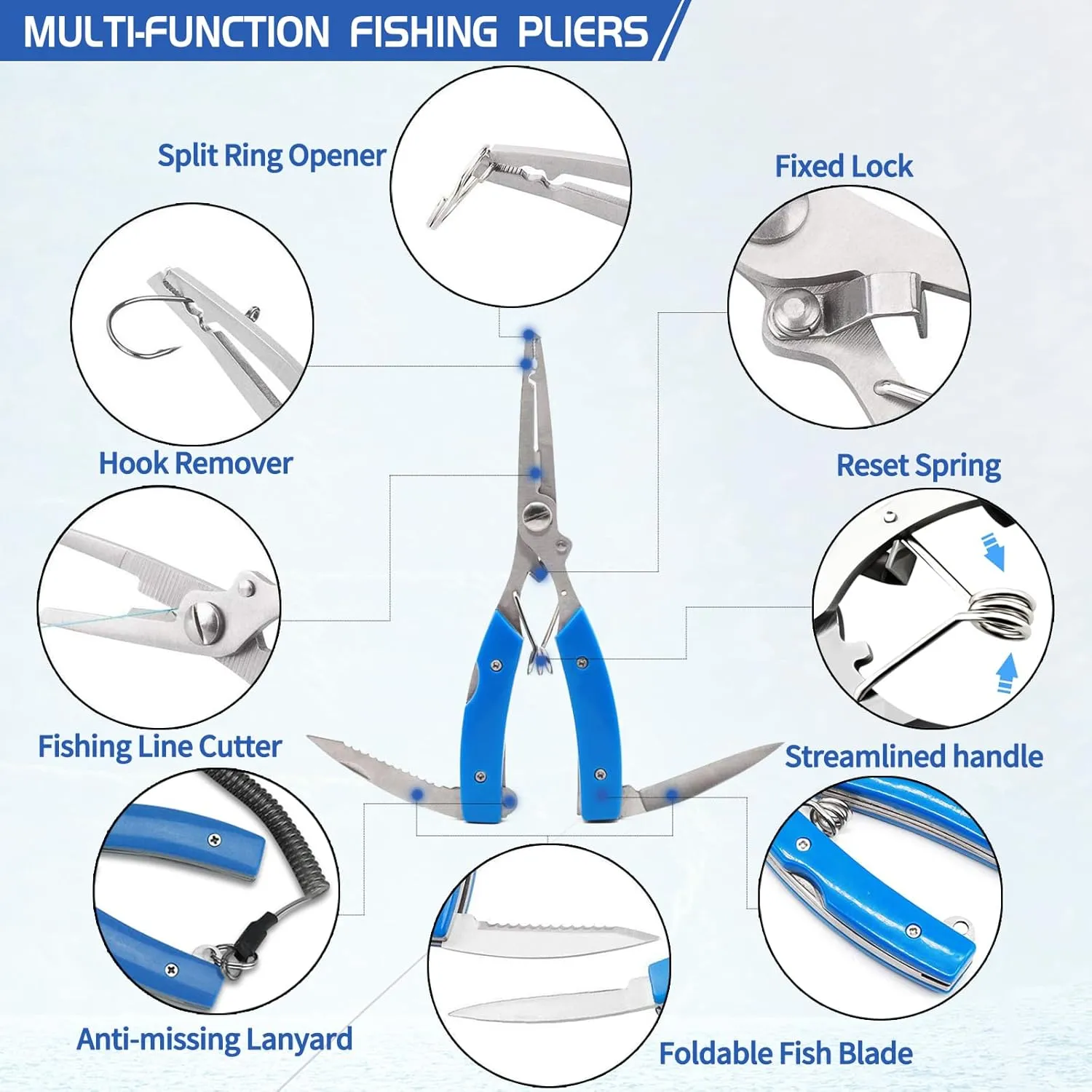XBLACK Fishing Tool Kit Fishing Pliers Fish Gripper Fishing Scale Fish Grip Tools Set Saltwater Resistant Fishing Gear