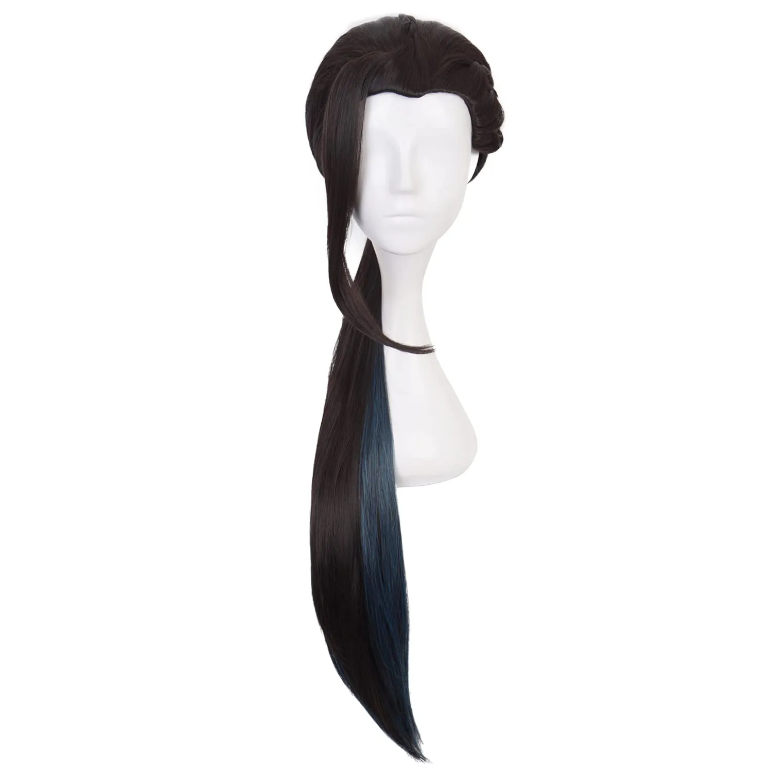 XiongXiongLe Anime Jamil Viper Cosplay Wig Black Mixed Blue Braided Style Long Straight Heat Resistant Synthetic Hair Wig for Women Cos Party Halloween Christmas