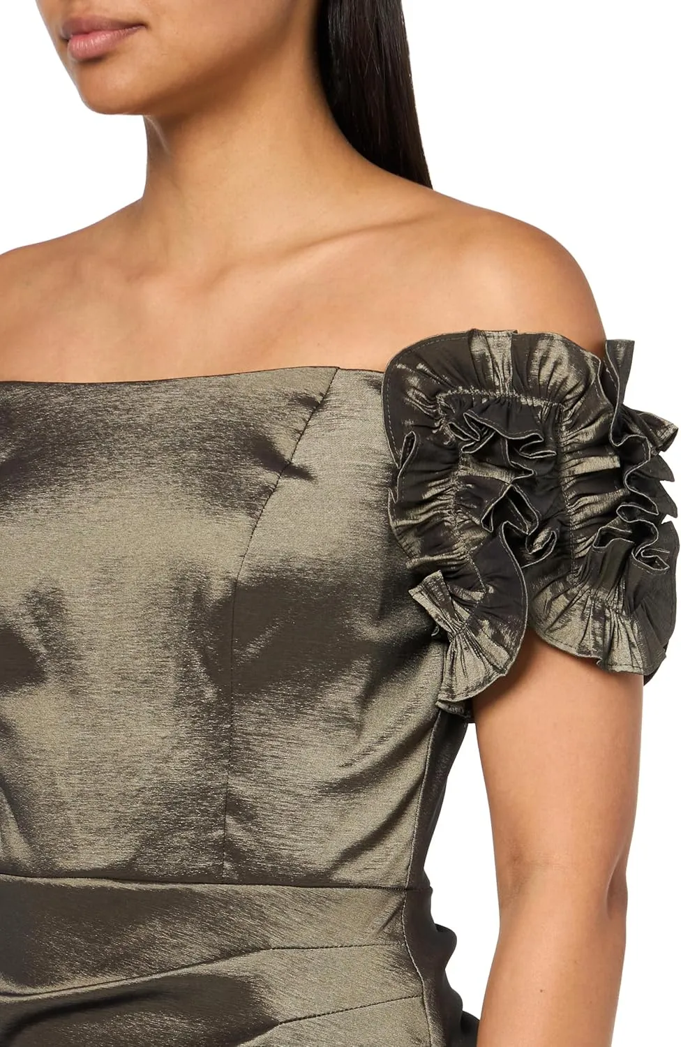Xscape Women's Ruffle Detailed Off-The-Shoulder Tafetta Gown