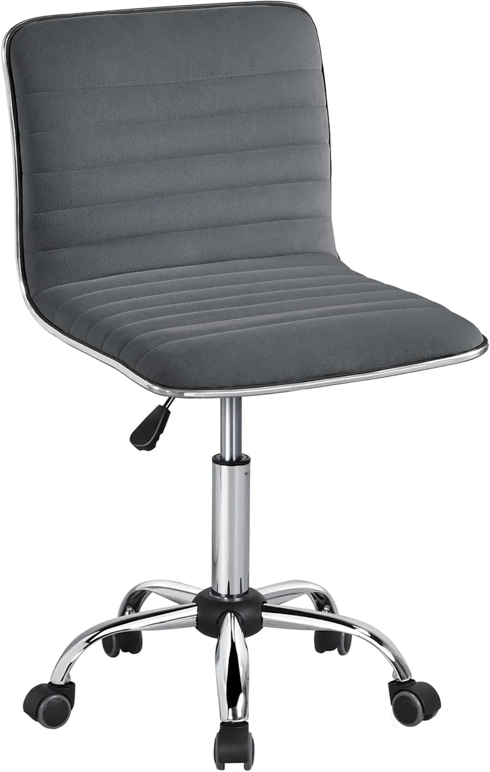 Yaheetech Velvet Low Back Armless Ribbed Office Chair Height Adjustable Swivel Task Chair Dark Gray