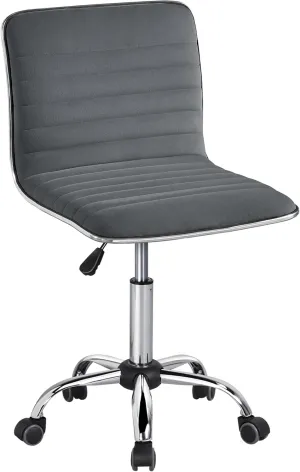 Yaheetech Velvet Low Back Armless Ribbed Office Chair Height Adjustable Swivel Task Chair Dark Gray