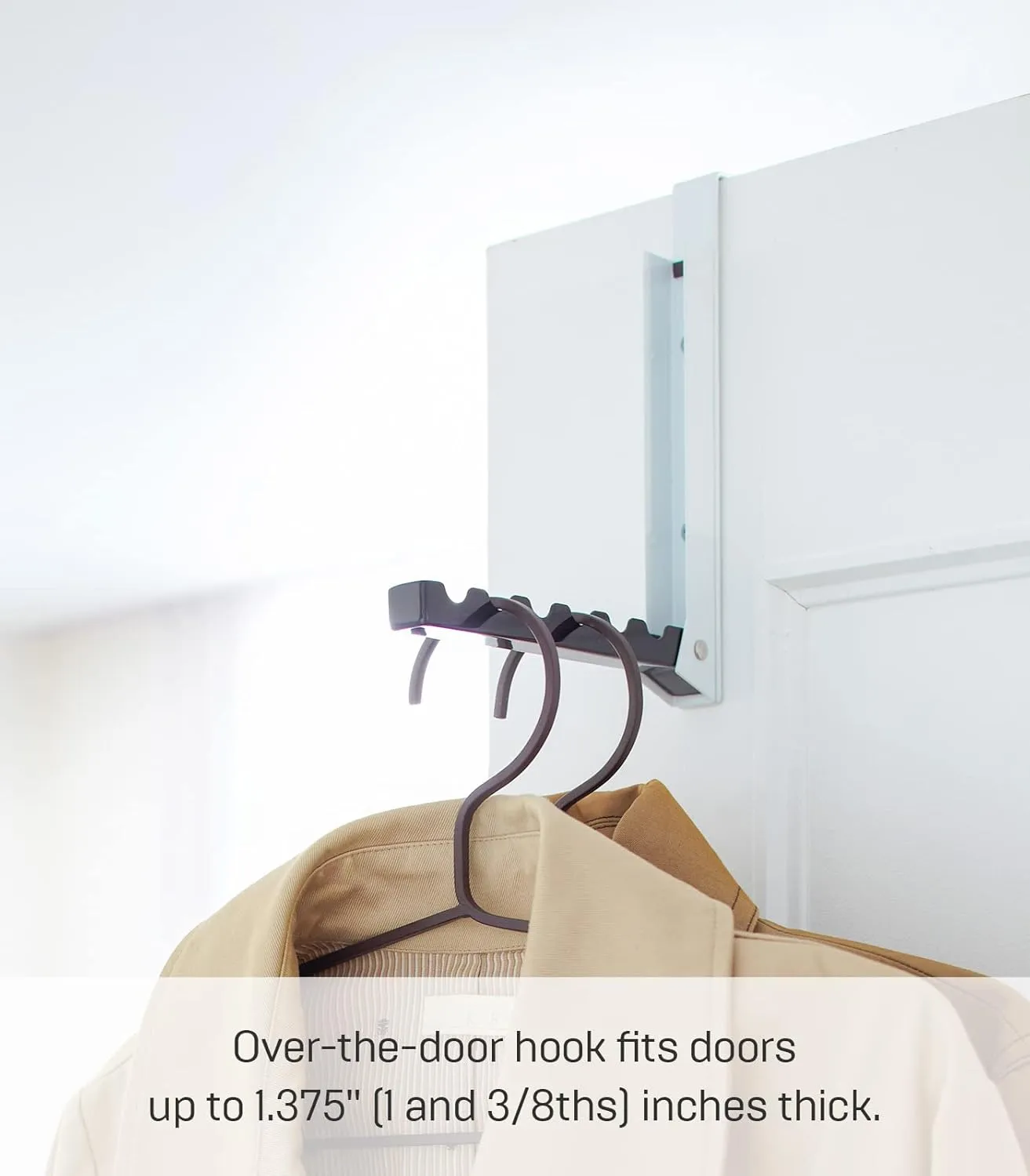Yamazaki Alloy Steel Home 7162 Over The Door Hooks - Folding Hanging Coat Rack, Black