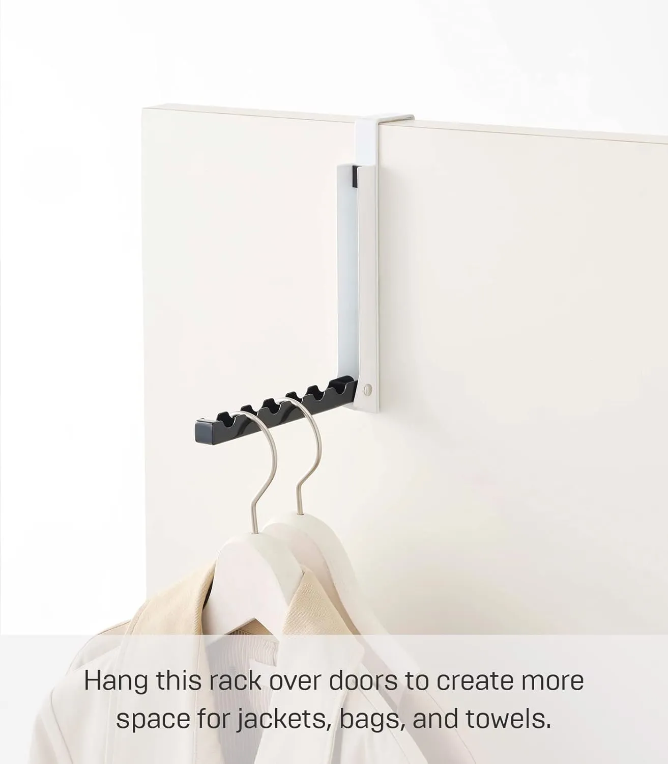 Yamazaki Alloy Steel Home 7162 Over The Door Hooks - Folding Hanging Coat Rack, Black