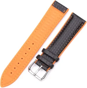yaoqijie New Leather   Rubber Watchbands Women Men Yellow Orange Black 18 20 22mm Watch Band Strap Bracelet with Pin Buckle Lasting (Band Color : Orange, Band Width : 18mm)