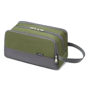 Yeiotsy Travel Toiletry Bag for Men - Ultra-thin Dopp Kit with Mesh Pockets, Compact Shaving Organizer for Gym/Camping/Hiking (Army Green)