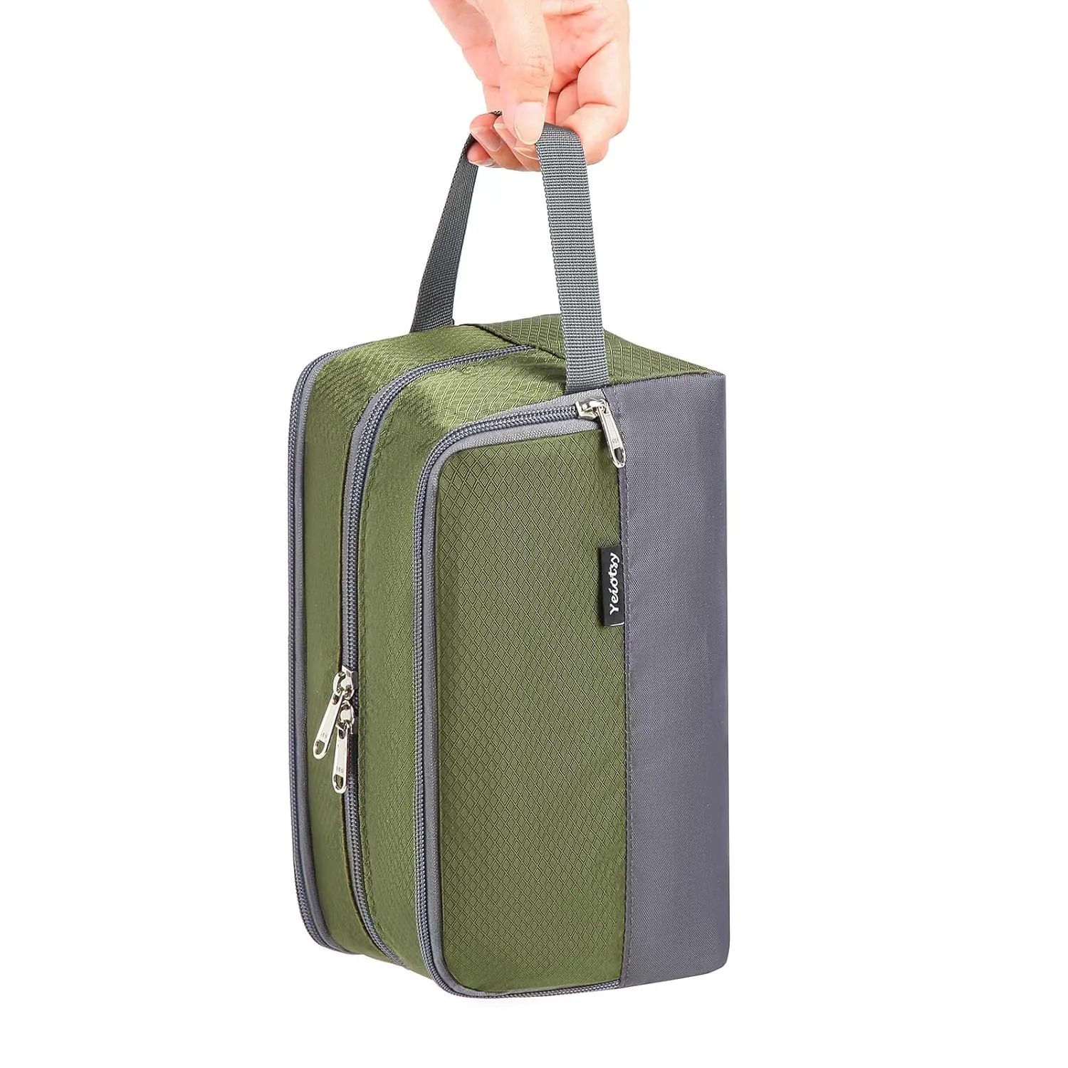 Yeiotsy Travel Toiletry Bag for Men - Ultra-thin Dopp Kit with Mesh Pockets, Compact Shaving Organizer for Gym/Camping/Hiking (Army Green)