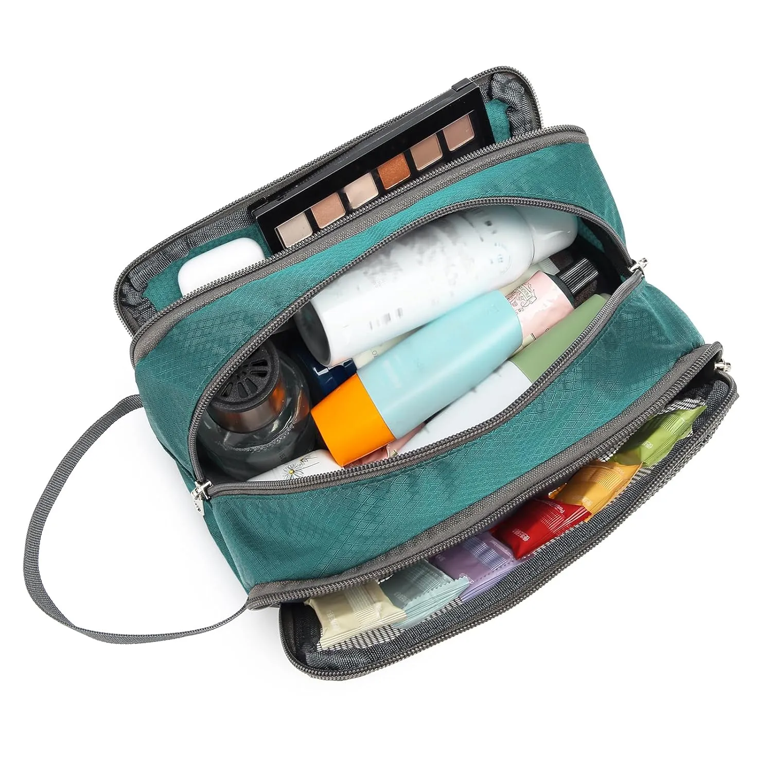 Yeiotsy Travel Toiletry Bag for Men - Ultra-thin Dopp Kit with Mesh Pockets, Compact Shaving Organizer for Gym/Camping/Hiking (Emerald Green)