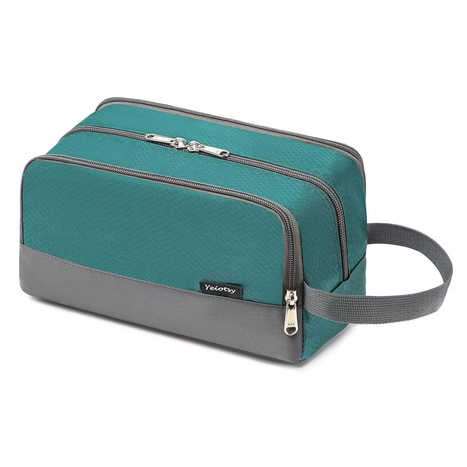 Yeiotsy Travel Toiletry Bag for Men - Ultra-thin Dopp Kit with Mesh Pockets, Compact Shaving Organizer for Gym/Camping/Hiking (Emerald Green)