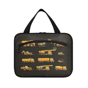 Yellow Construction Machinery Trucks, Crane, Loader, Bulldozer 1 PC Hanging Travel Wash bag with Handles, Portable Makeup Organizer Brush Storage Case Portable Travel Cosmetic with Hook L
