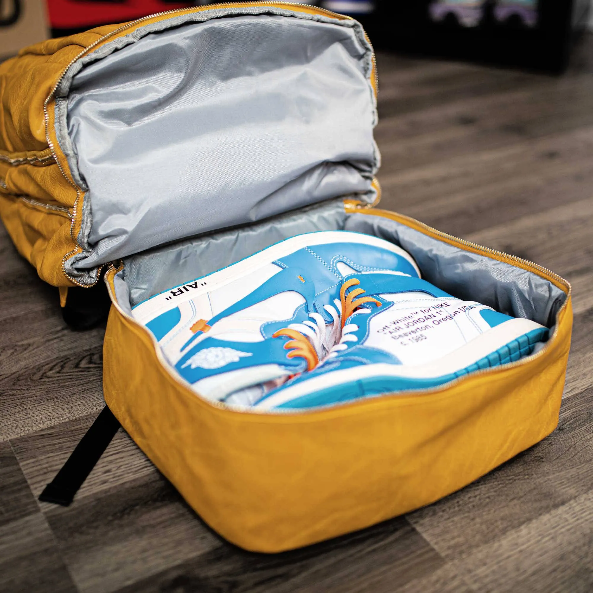 Yellow Leather Carry-On Backpack (Patented Signature Design)