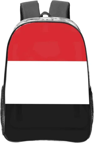 Yemeni Flag Transparent Backpack-16-Inch Pvc Clear Backpack With Side Pockets,Black
