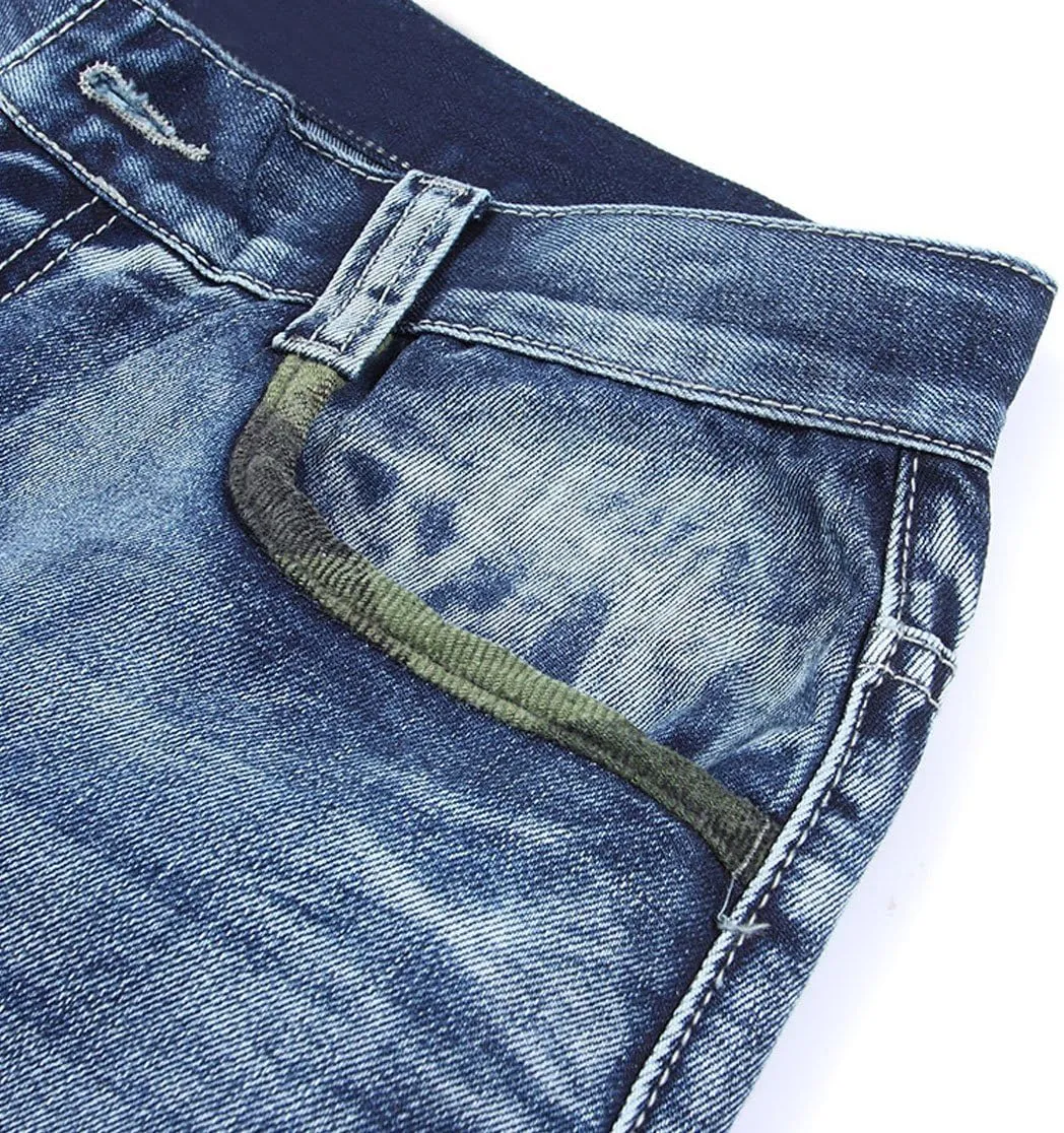 Yeokou Men's Loose Hip Hop Cropped Jeans Work Denim Shorts with Cargo Pockets