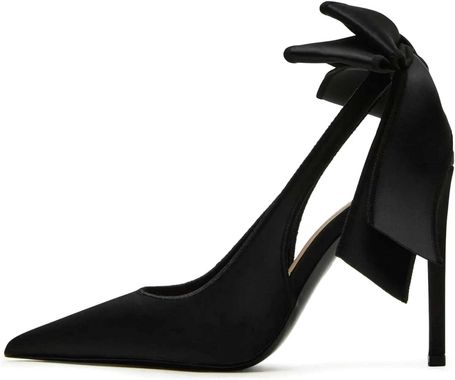 Yishaweiqi Bow Satin Slingback Heels for Women Slip-on Stiletto High Heels Pointed Toe Pumps Backless Dress Wedding Shoes