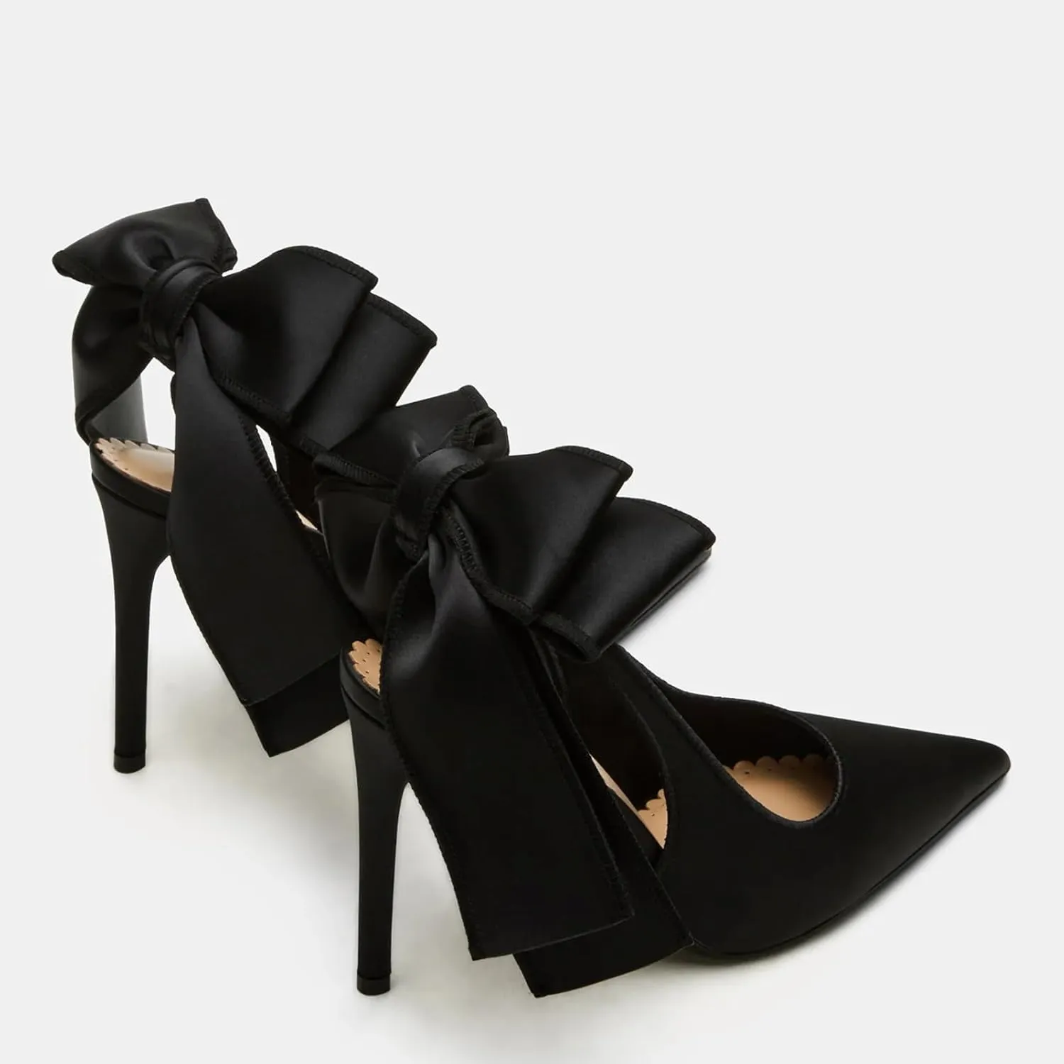 Yishaweiqi Bow Satin Slingback Heels for Women Slip-on Stiletto High Heels Pointed Toe Pumps Backless Dress Wedding Shoes