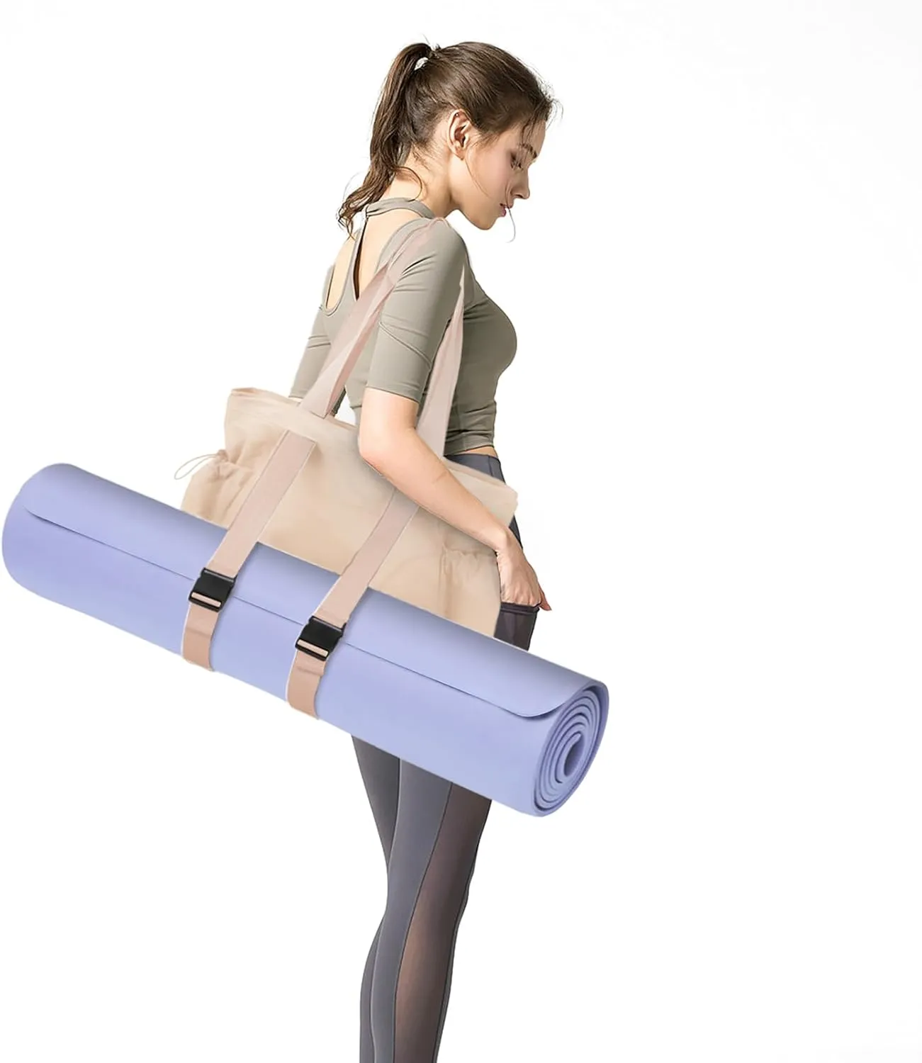 Yoga Bags for Women Gym Bag with Adjustable Mat Holder Shoulder Bags Large Tote Carrier Carryall for Yoga Pilates Travel Beach Work