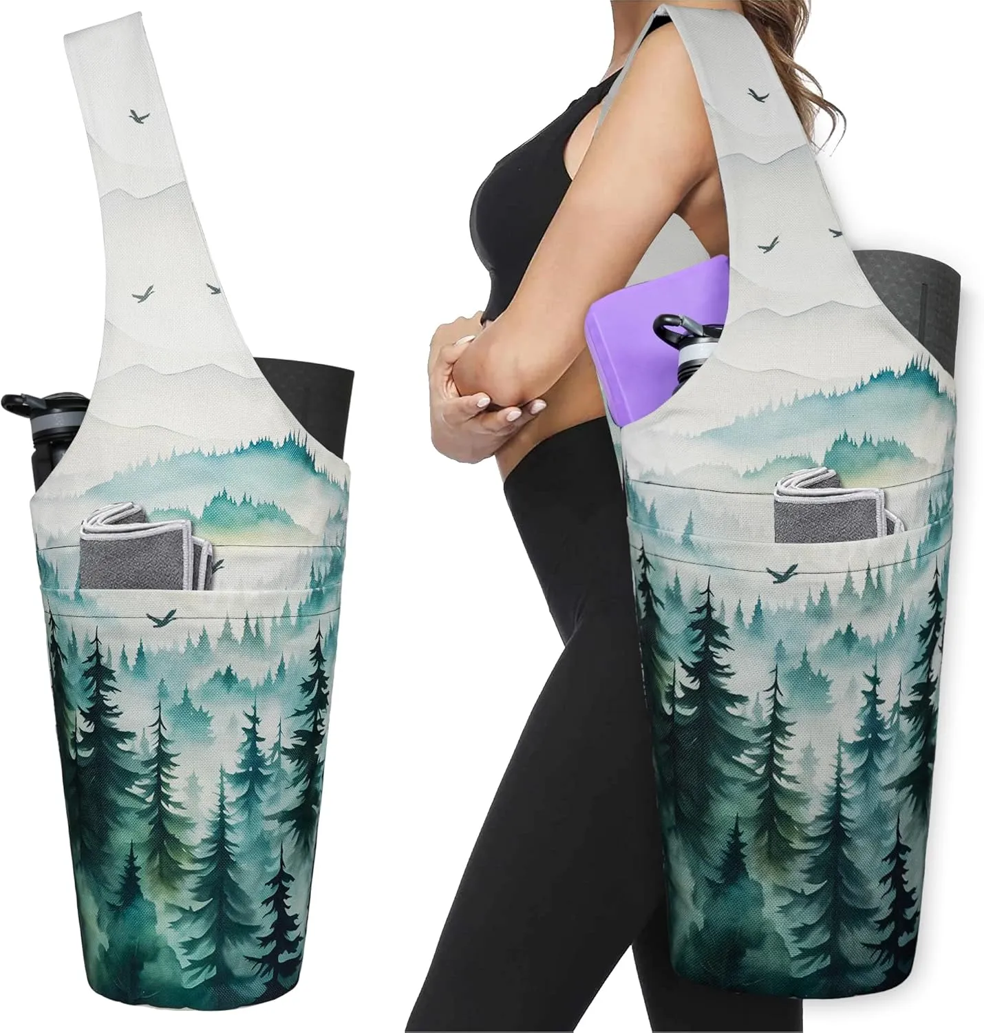 Yoga Mat Bag - Long Tote with Pockets - Holds More Accessories - Fits Most Mats