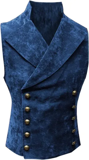 ZHUER Mens Cowboy Suede Leather Vest - Retro Faux Suede Waistcoat for Men - Slim Fit Sleeveless Casual Vest Jacket